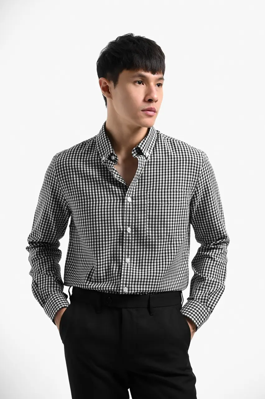 Vichy Shirt Long Sleeve White Black