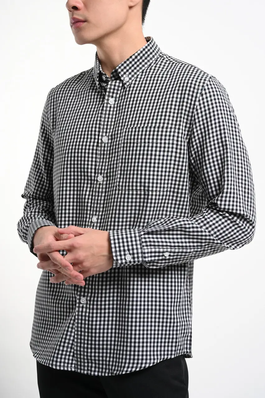 Vichy Shirt Long Sleeve White Black