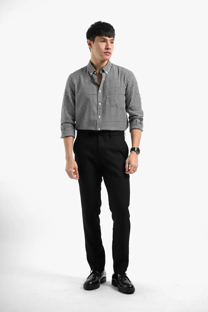 Vichy Shirt Long Sleeve White Black