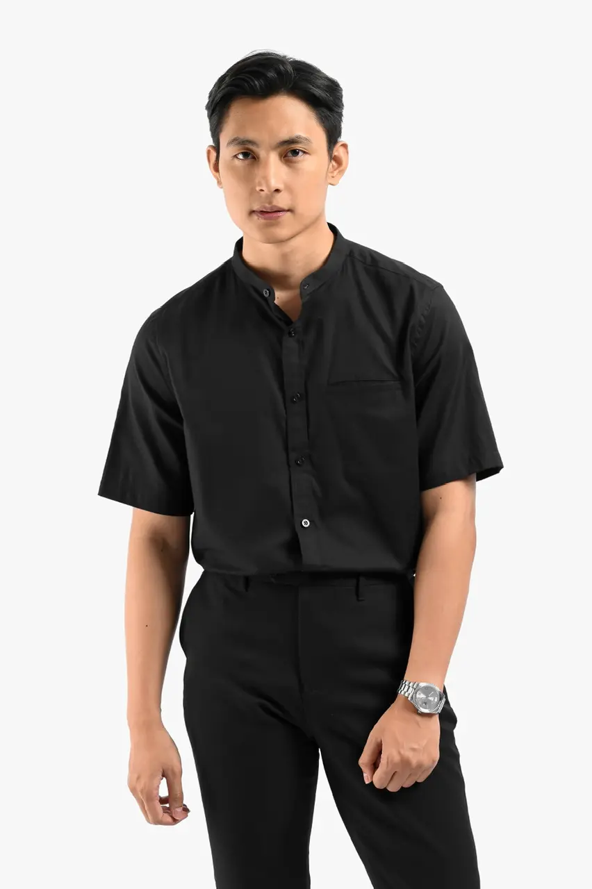 Saba Oxford Short Sleeve Shirt Black
