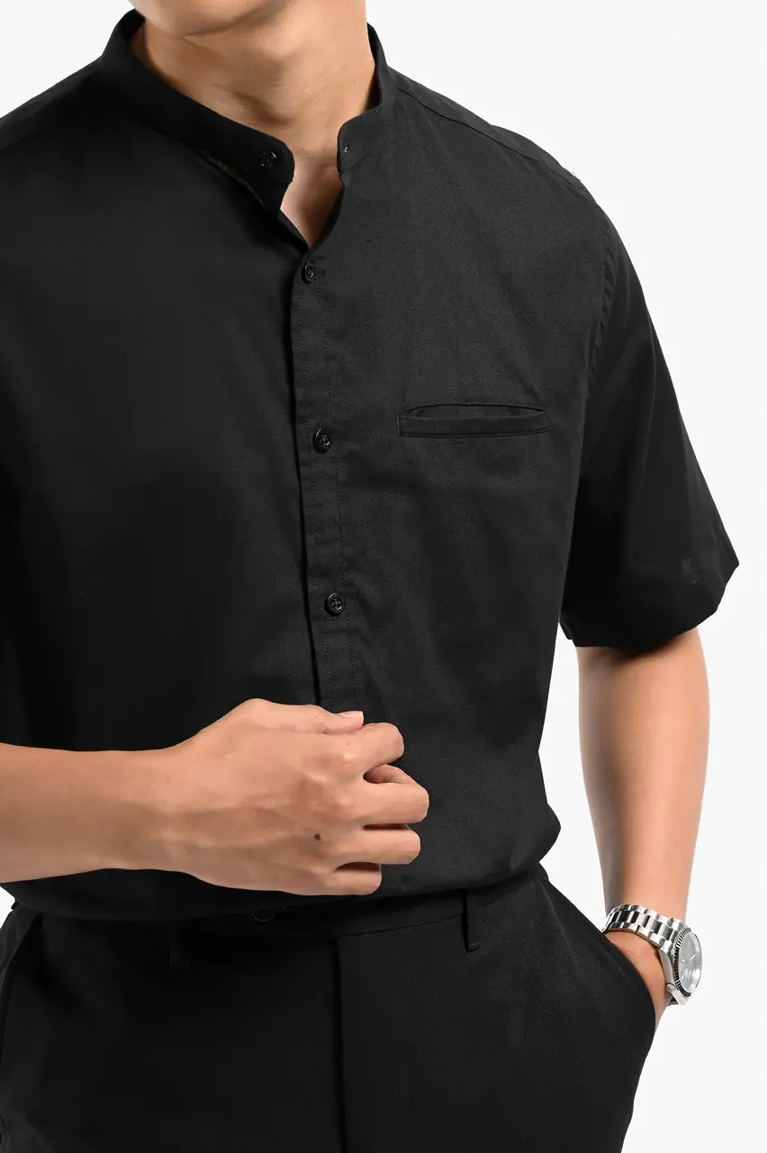 Saba Oxford Short Sleeve Shirt Black
