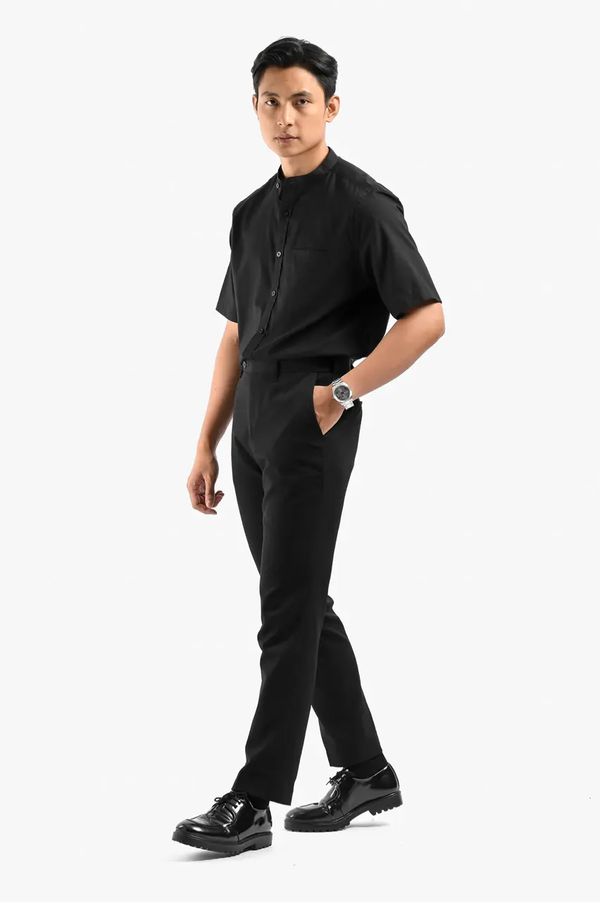 Saba Oxford Short Sleeve Shirt Black