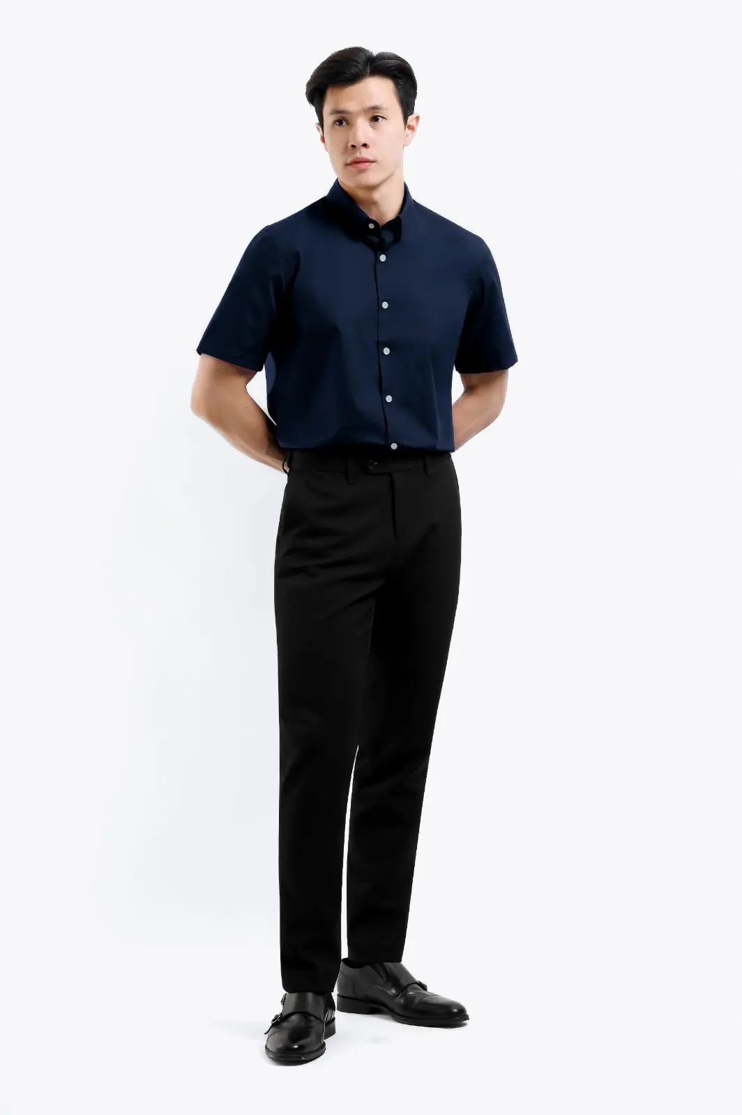 Elgant Short Sleeve Shirt Clean Look Dark Blue