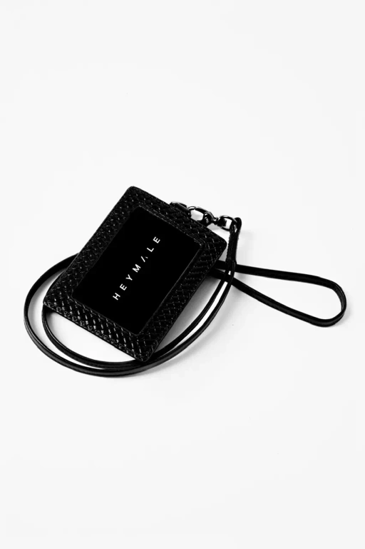 Image of Bolzano Genuine Leather Lanyard Black