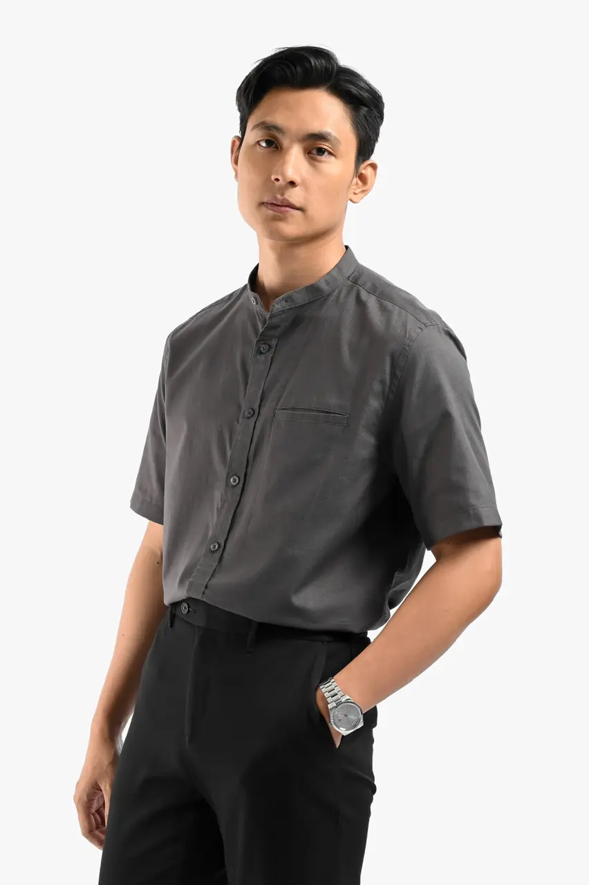 Saba Oxford Short Sleeve Shirt Grey
