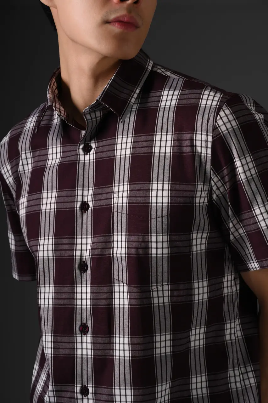 Squary Short Sleeve Shirt Maroon