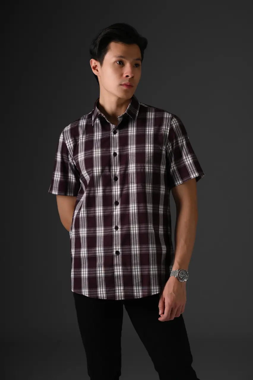 Squary Short Sleeve Shirt Maroon