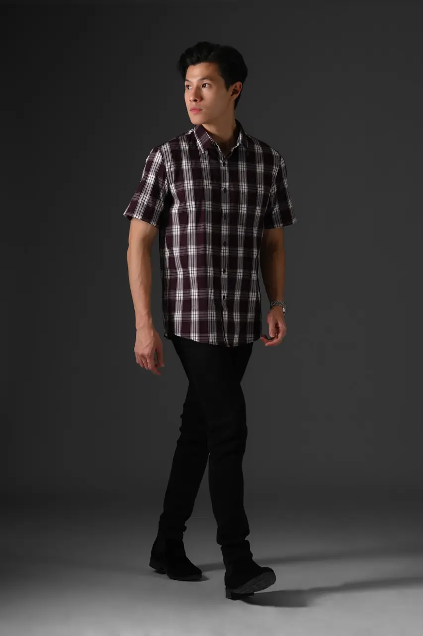 Squary Short Sleeve Shirt Maroon
