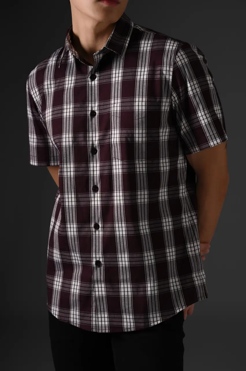 Squary Short Sleeve Shirt Maroon