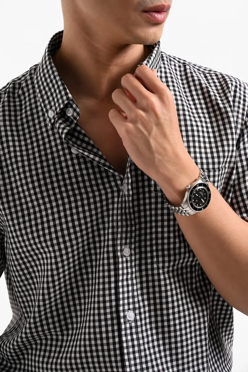 Vichy Shirt Short Sleeve White Black