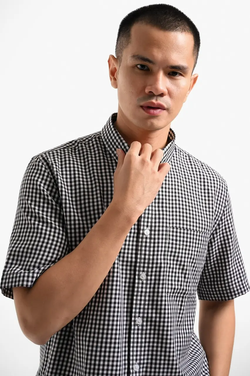 Vichy Shirt Short Sleeve White Black