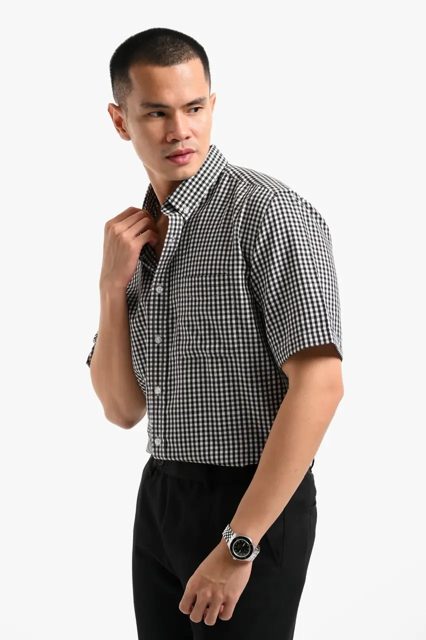 Vichy Shirt Short Sleeve White Black