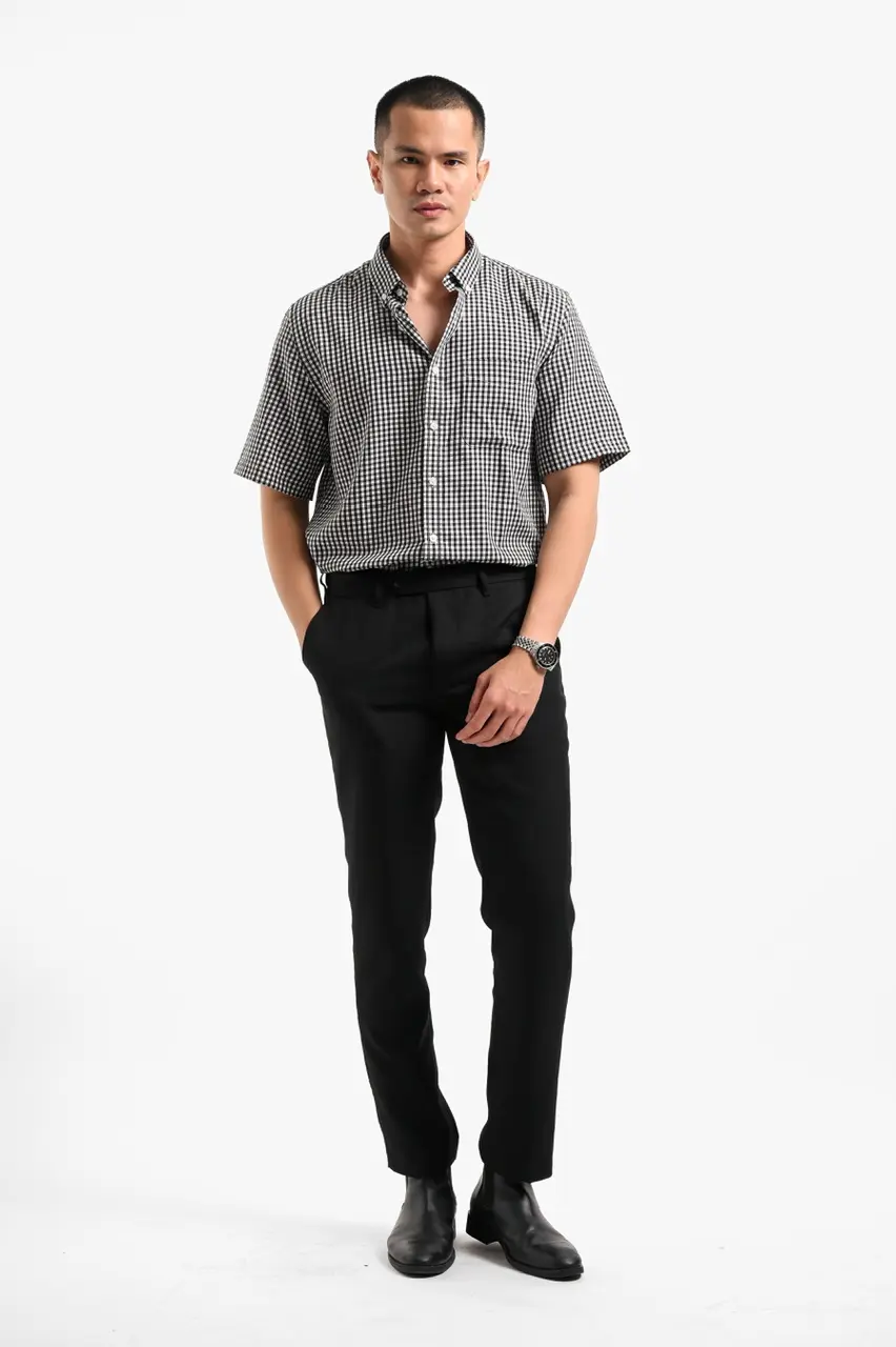 Vichy Shirt Short Sleeve White Black