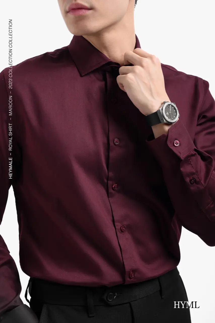 Royal Spread Collar Shirt Maroon