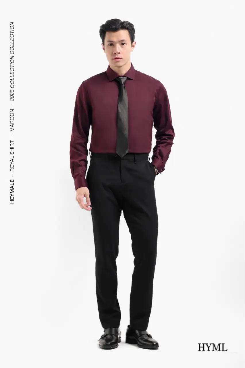 Royal Spread Collar Shirt Maroon