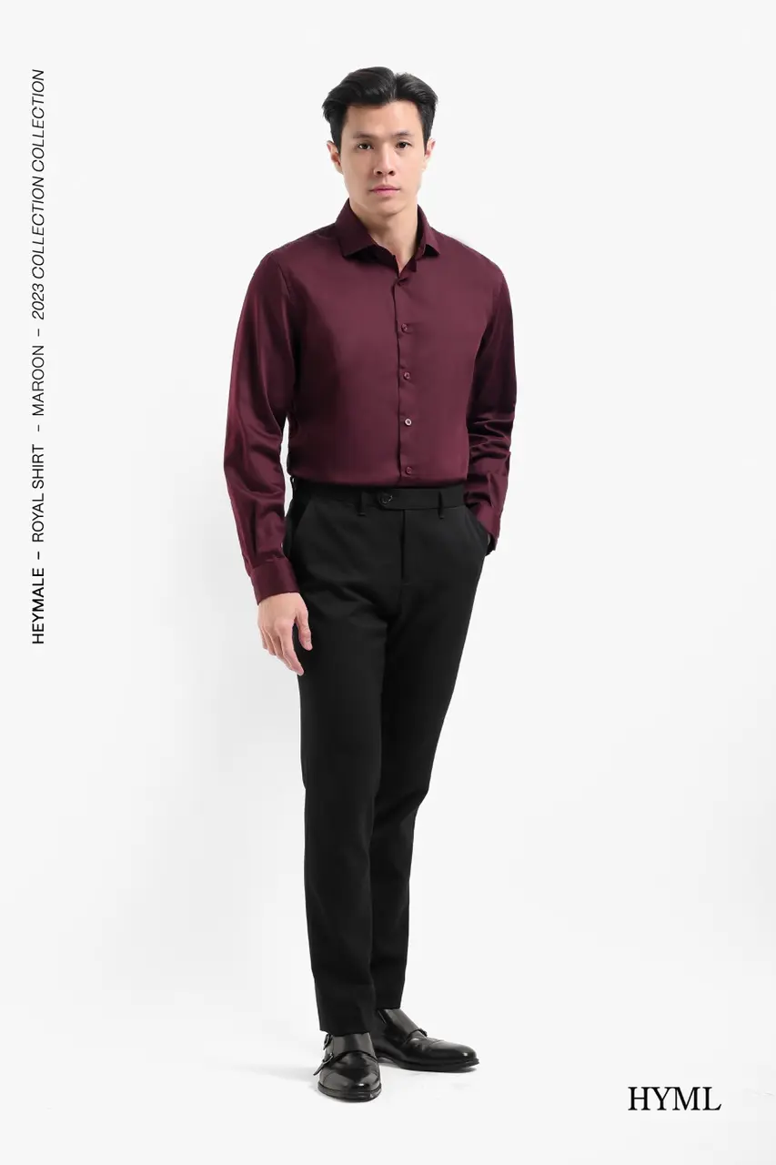 Royal Spread Collar Shirt Maroon