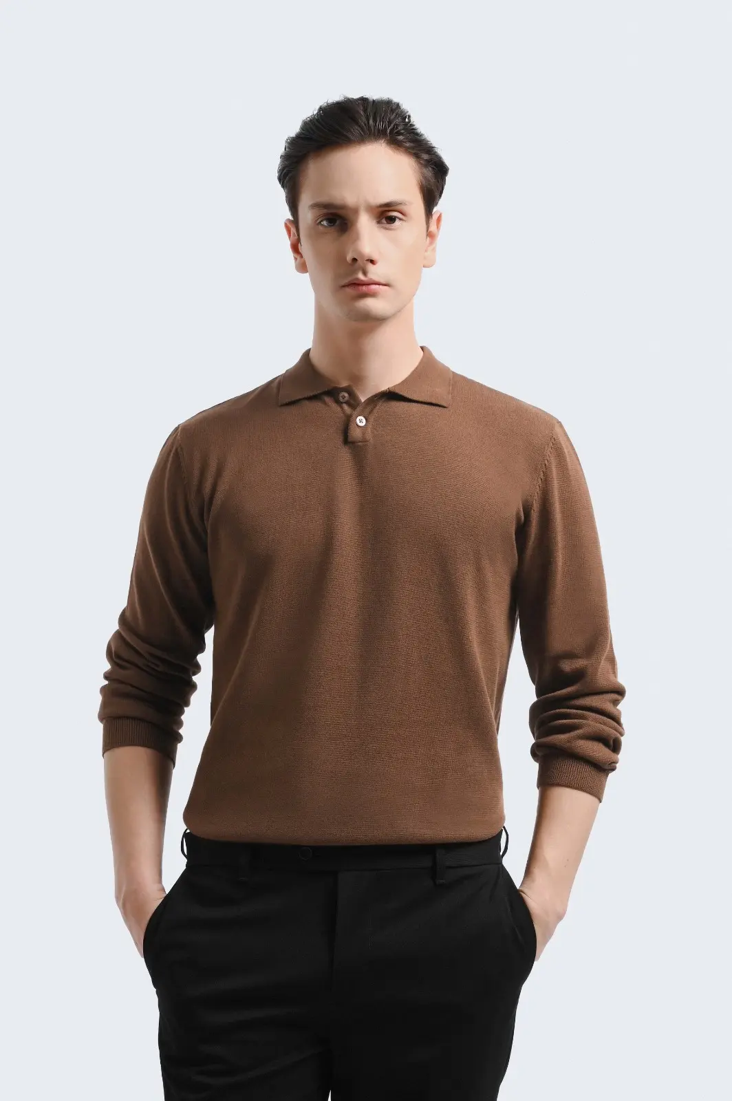 Xavier Polo Knit Long Sleeve Mocca