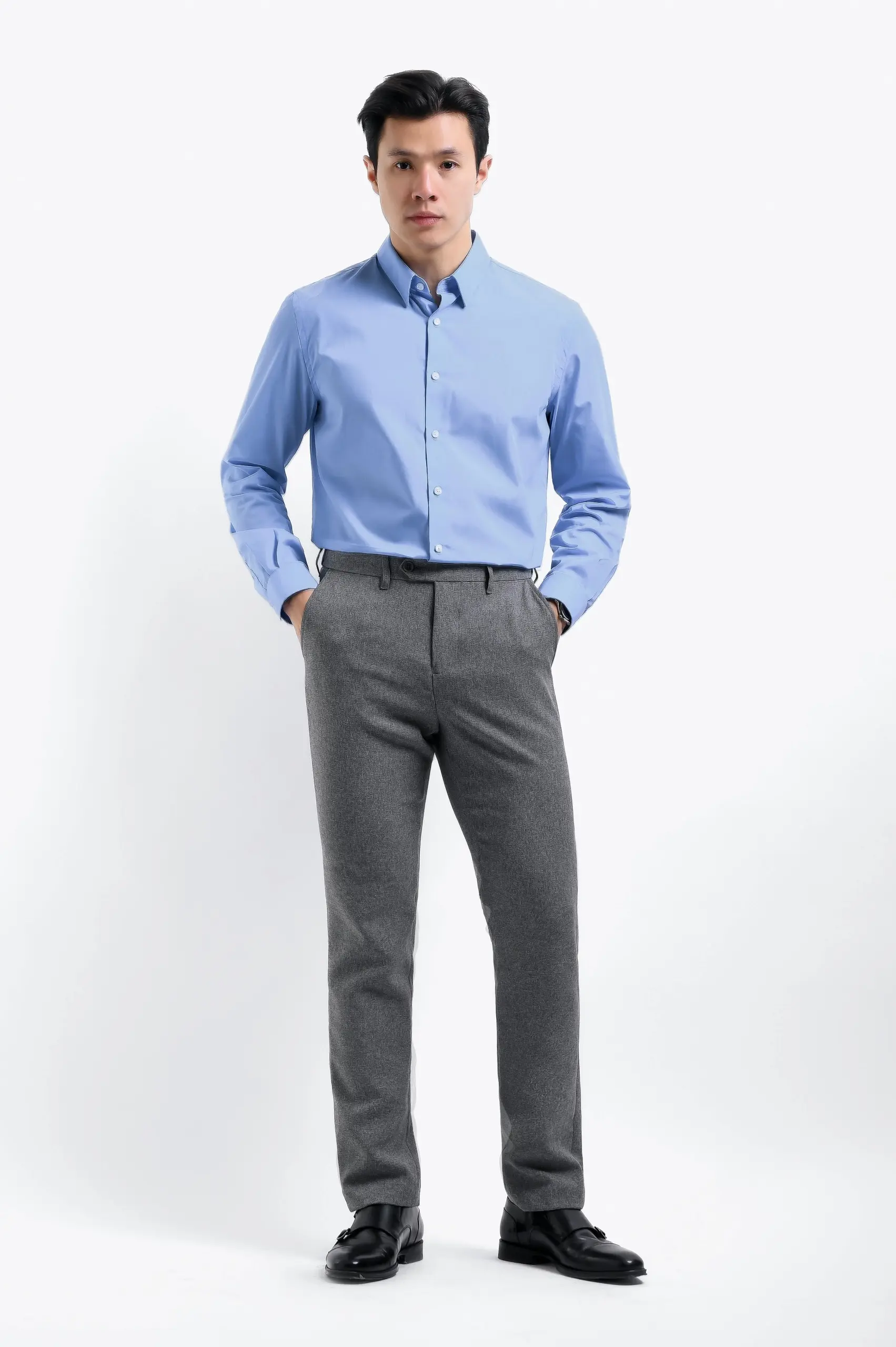 Elgant Basic Shirt Clean Look Light Blue