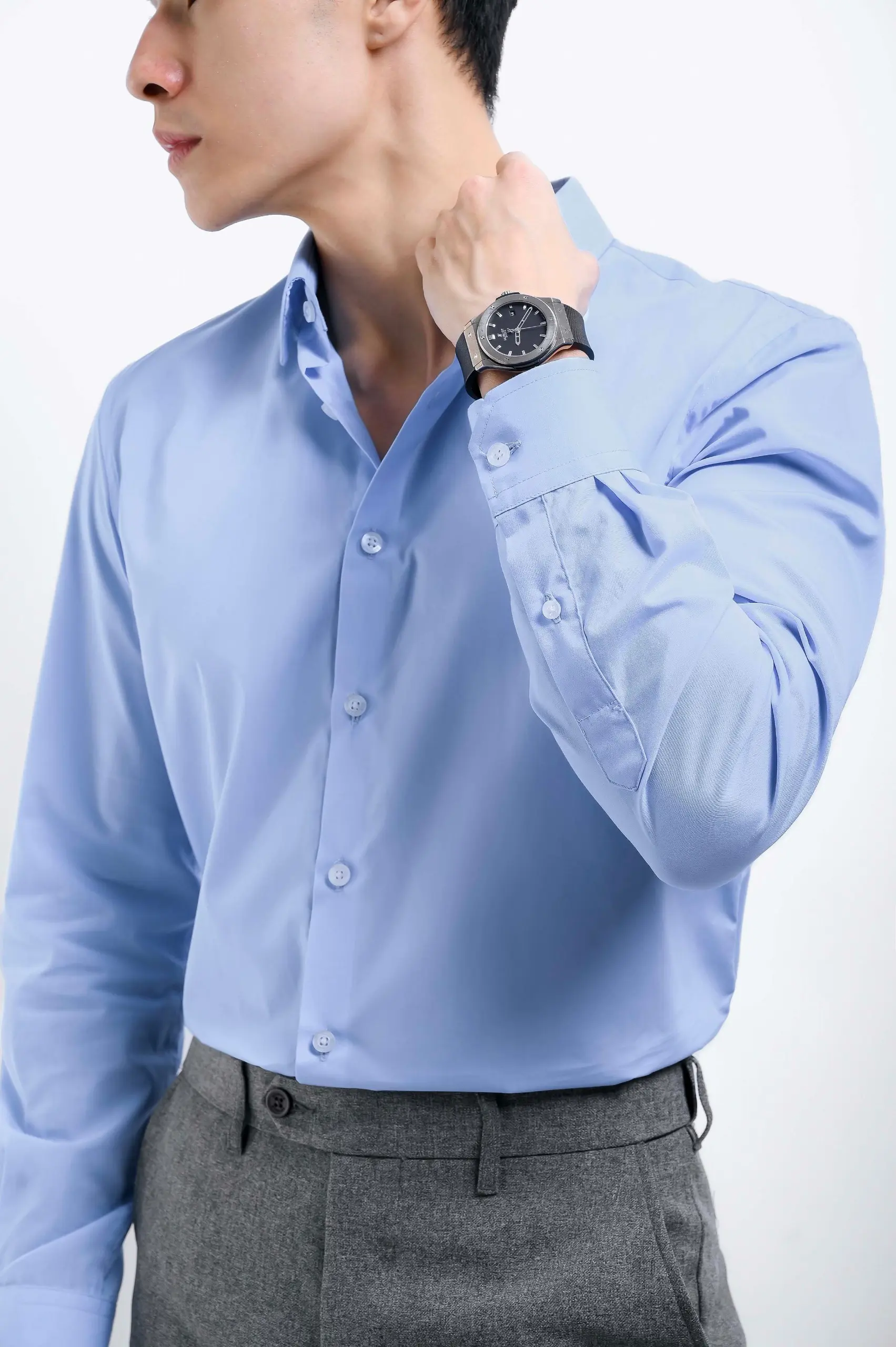 Elgant Basic Shirt Clean Look Light Blue