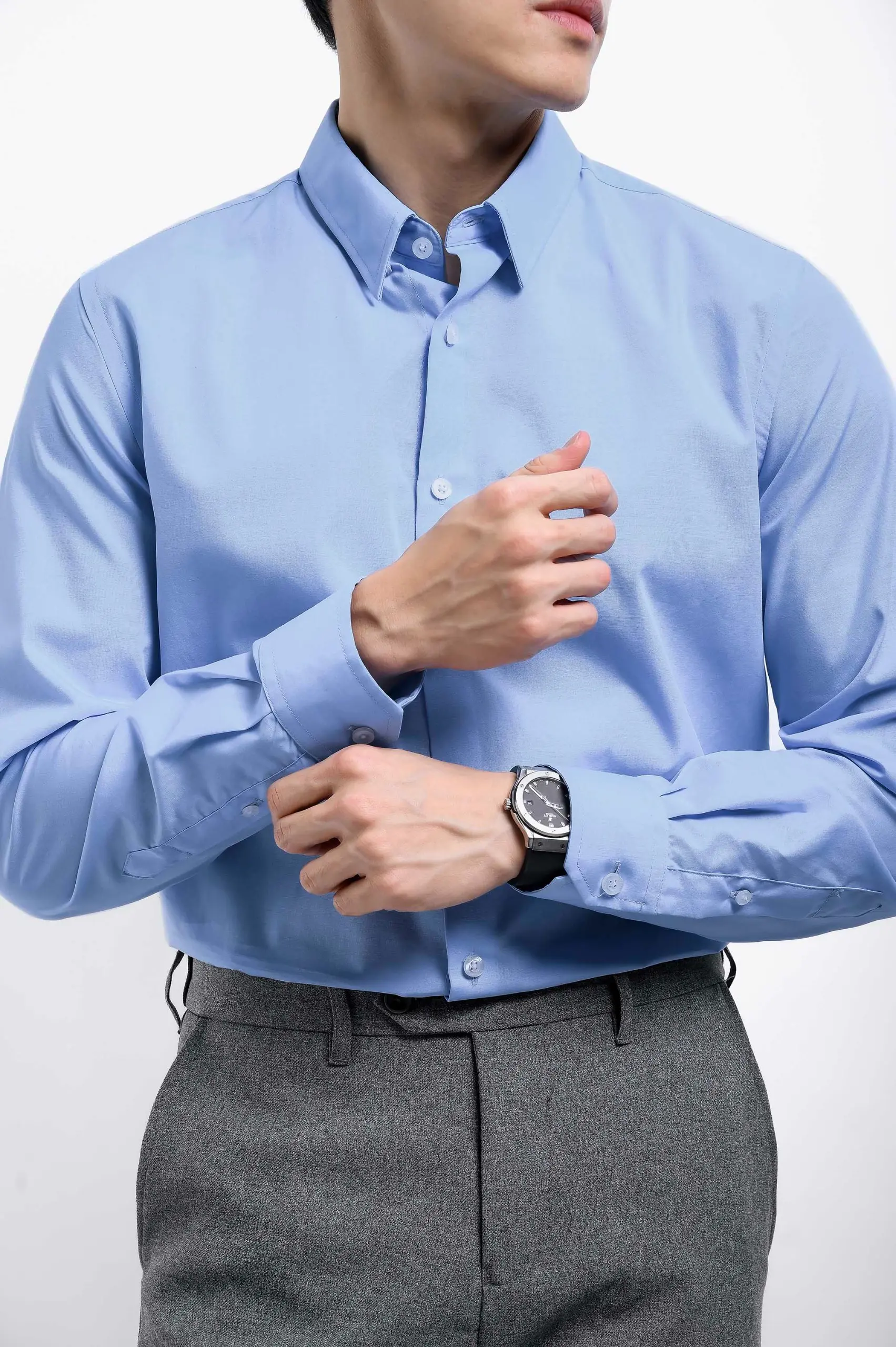 Elgant Basic Shirt Clean Look Light Blue