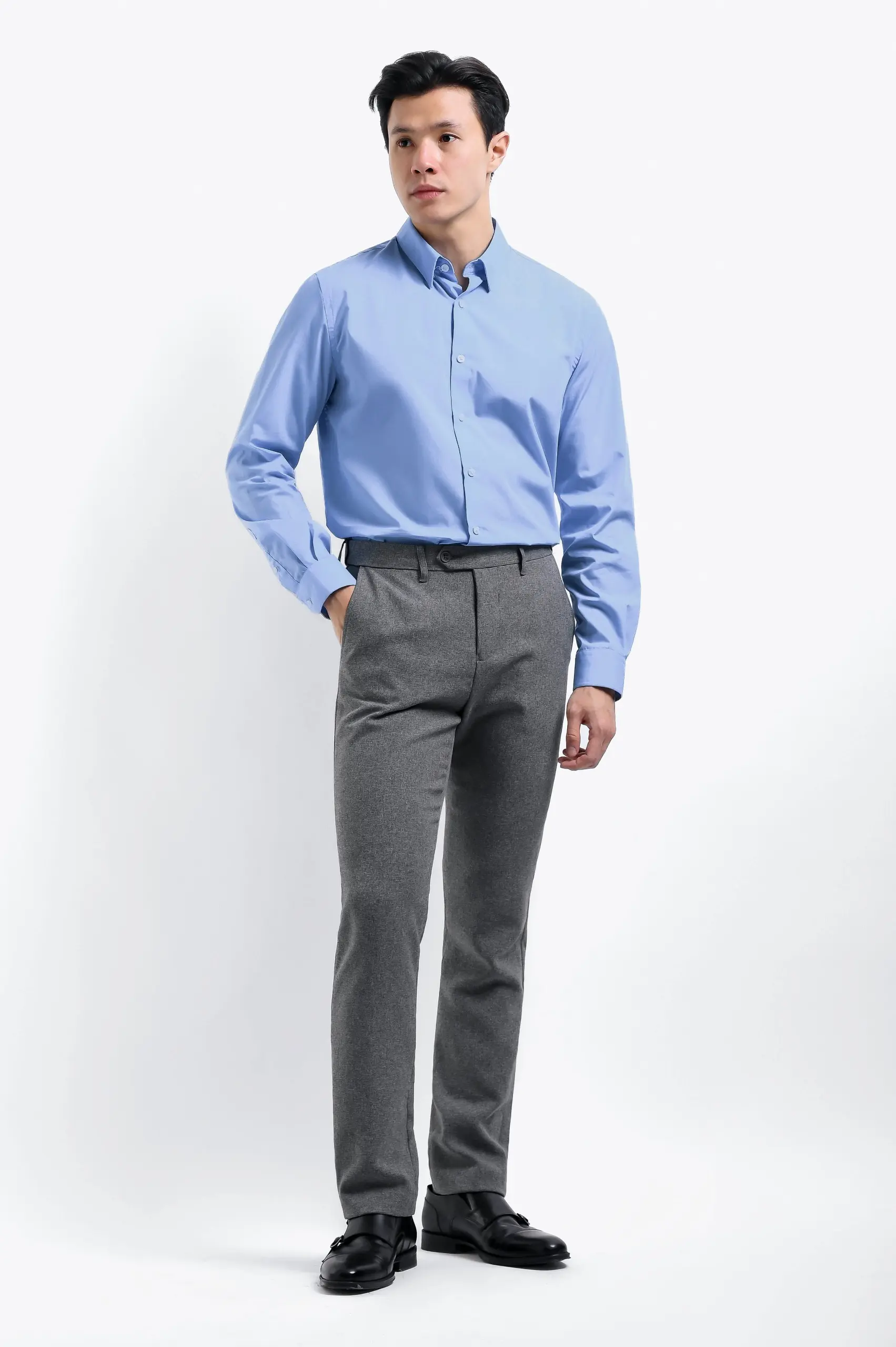 Elgant Basic Shirt Clean Look Light Blue