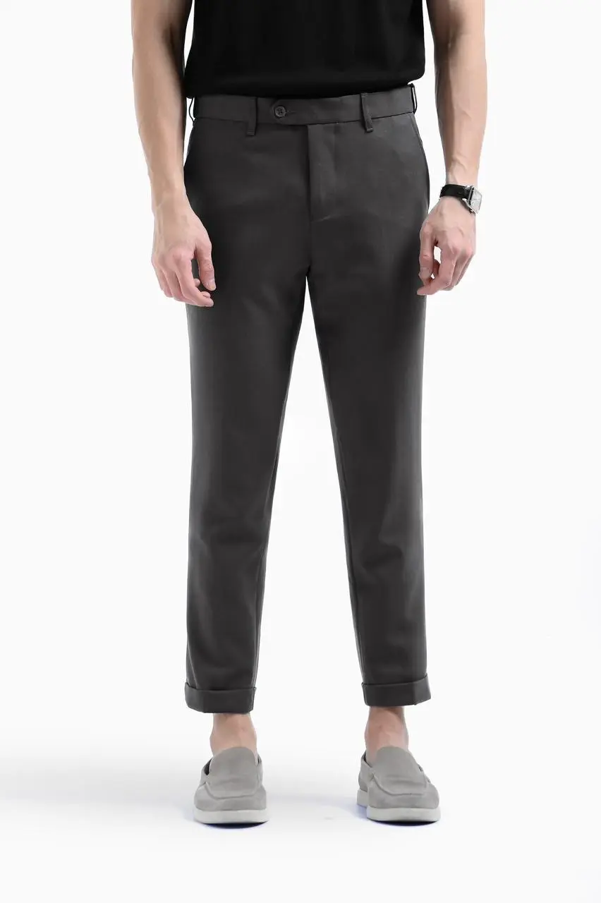 Ankle Peazy Pants Turn Up Dark Grey