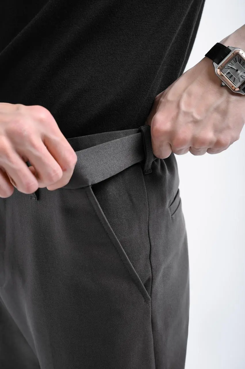 Ankle Peazy Pants Turn Up Dark Grey