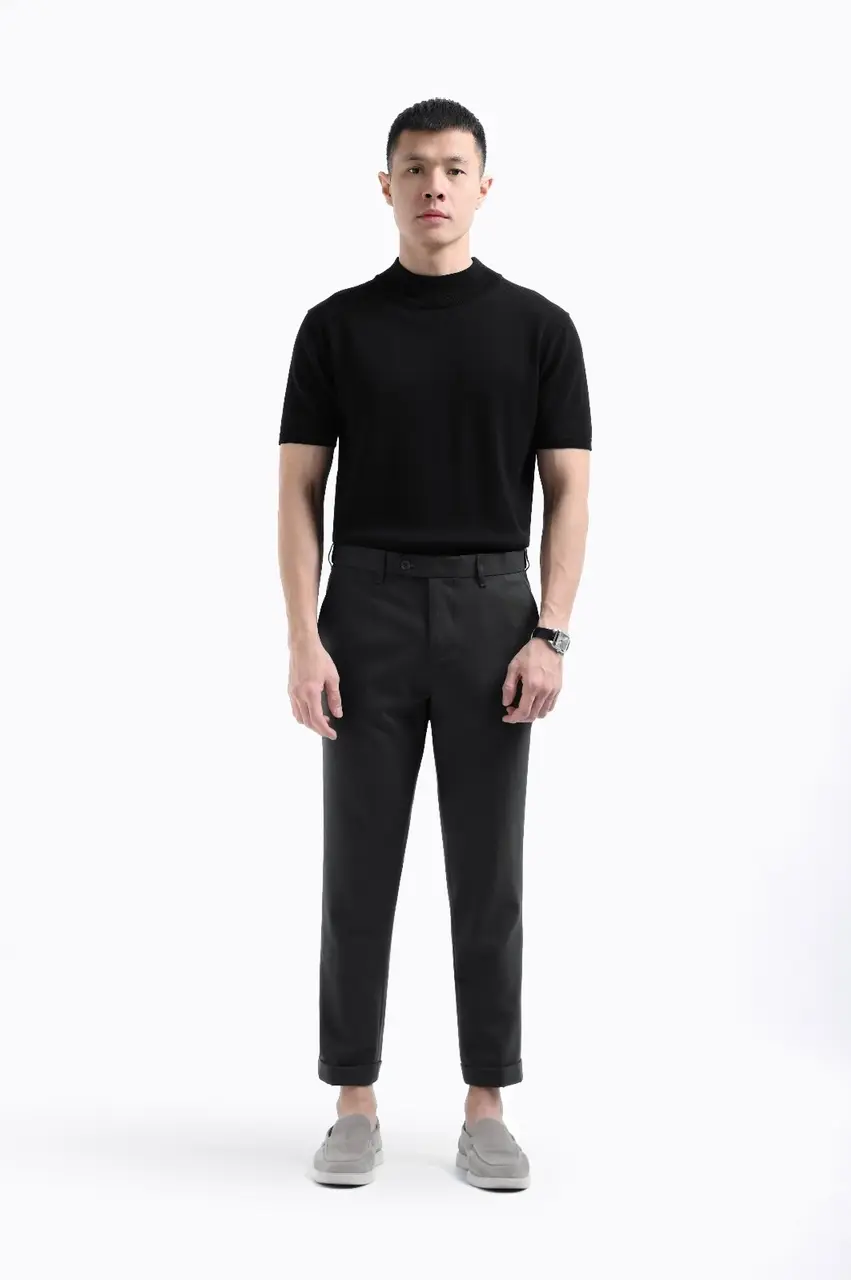 Ankle Peazy Pants Turn Up Dark Grey
