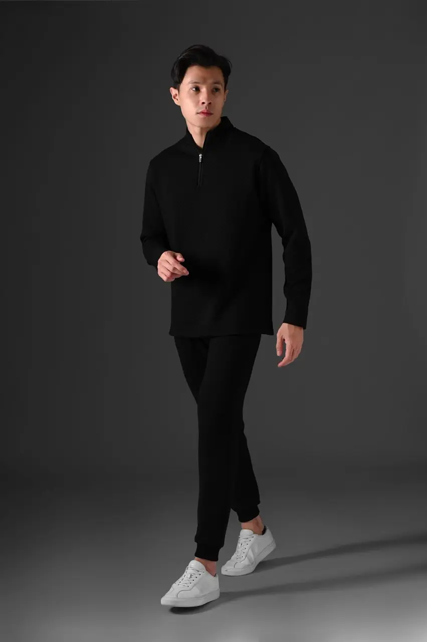 Comfy Half Zip Pullover Black