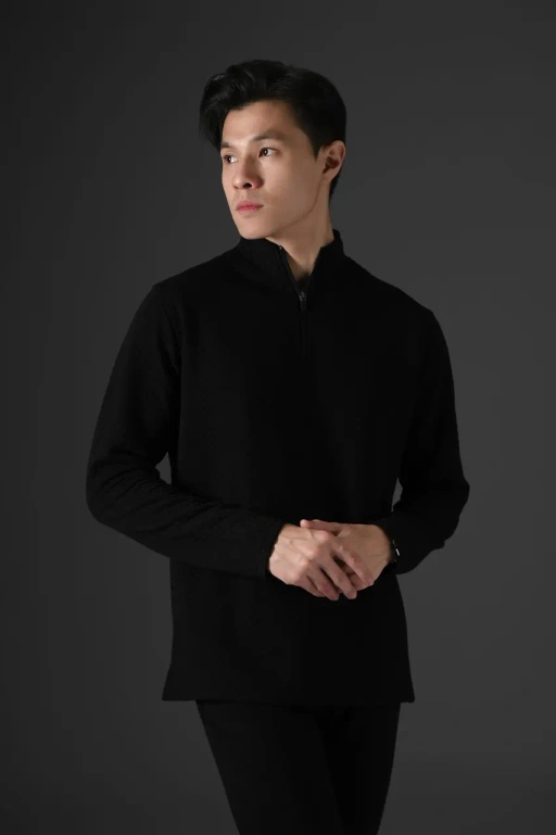 Image of Comfy Half Zip Pullover Black