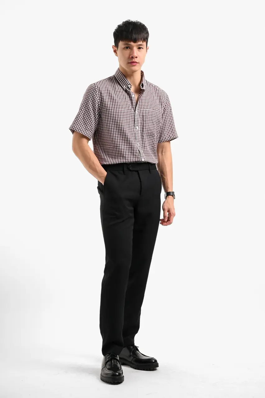 Vichy Shirt Short Sleeve White Maroon