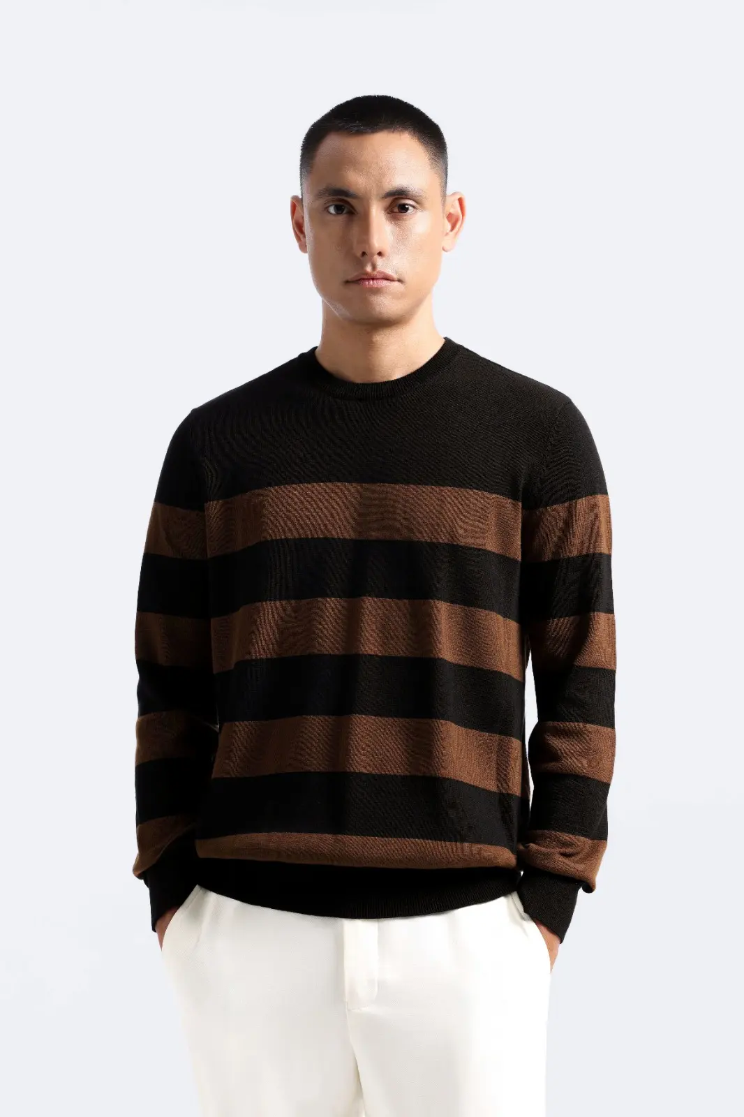 Duncan Stripe Sweatshirt Knit Black Mocca