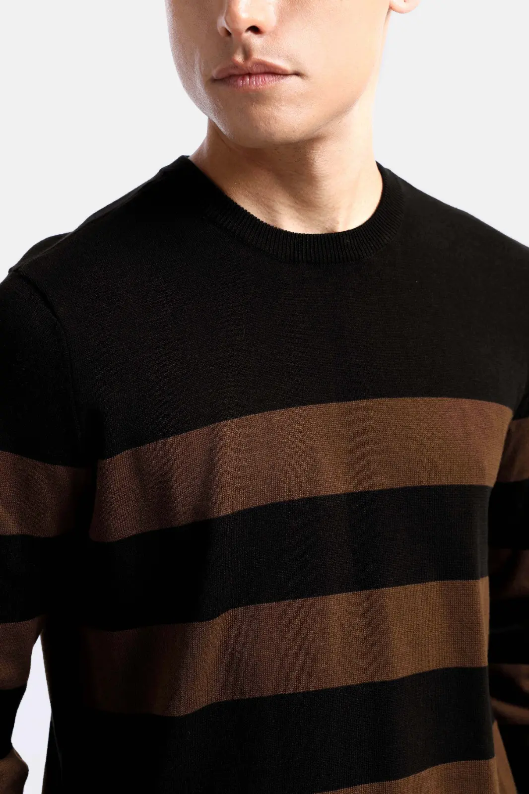 Duncan Stripe Sweatshirt Knit Black Mocca