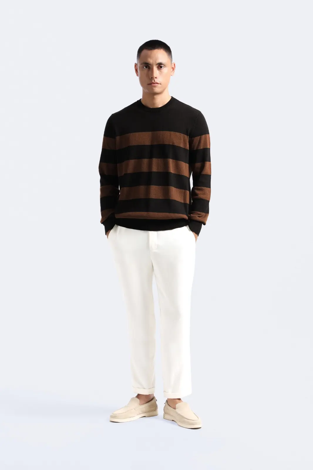 Duncan Stripe Sweatshirt Knit Black Mocca