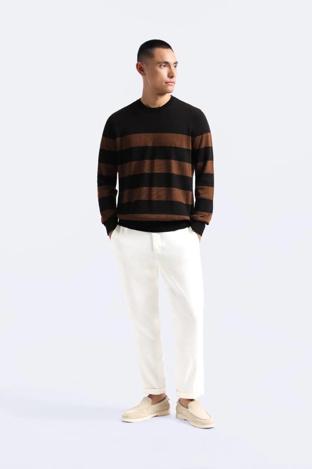 Duncan Stripe Sweatshirt Knit Black Mocca
