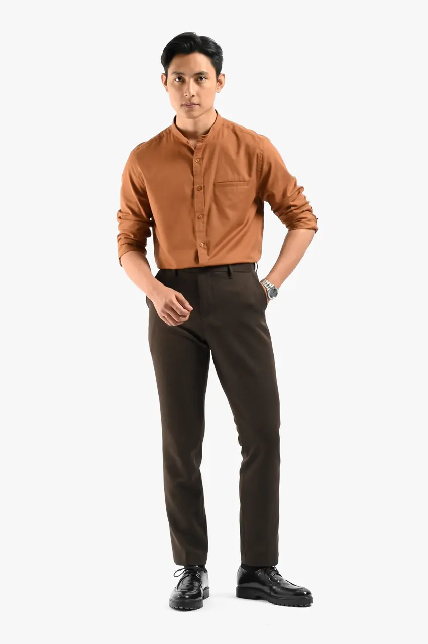 Saba Oxford Long Sleeve Shirt Light Brown