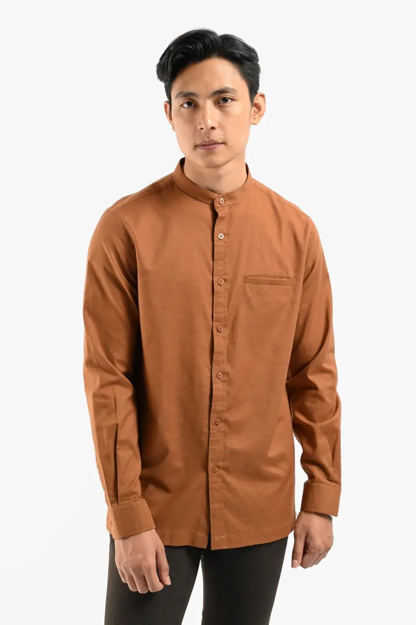 Saba Oxford Long Sleeve Shirt Light Brown
