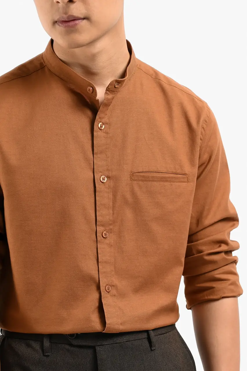 Saba Oxford Long Sleeve Shirt Light Brown