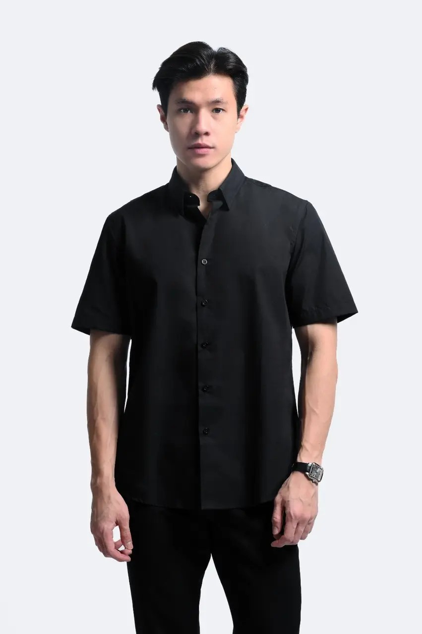 Elgant Short Sleeve Shirt Clean Look Black
