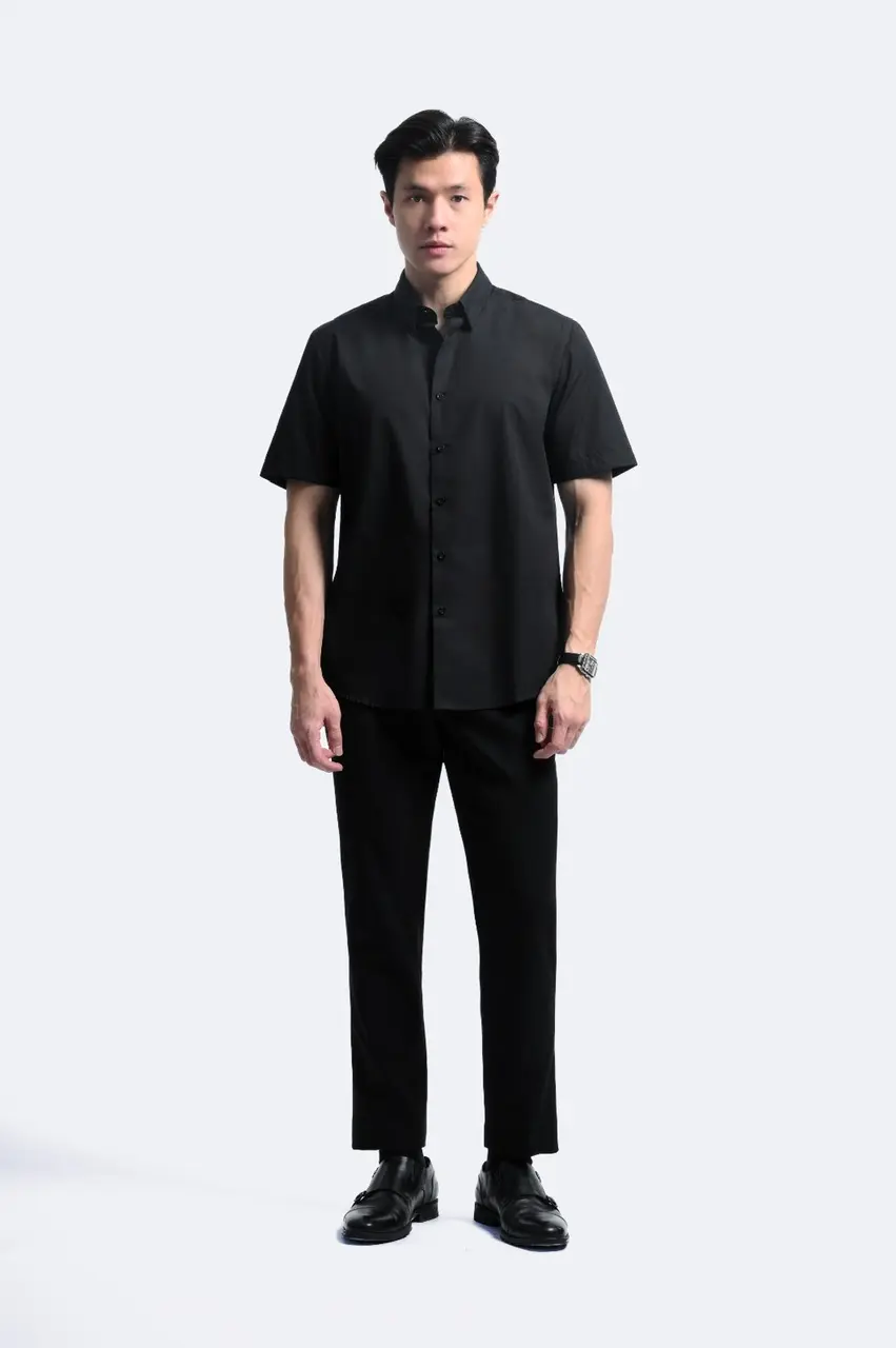 Elgant Short Sleeve Shirt Clean Look Black