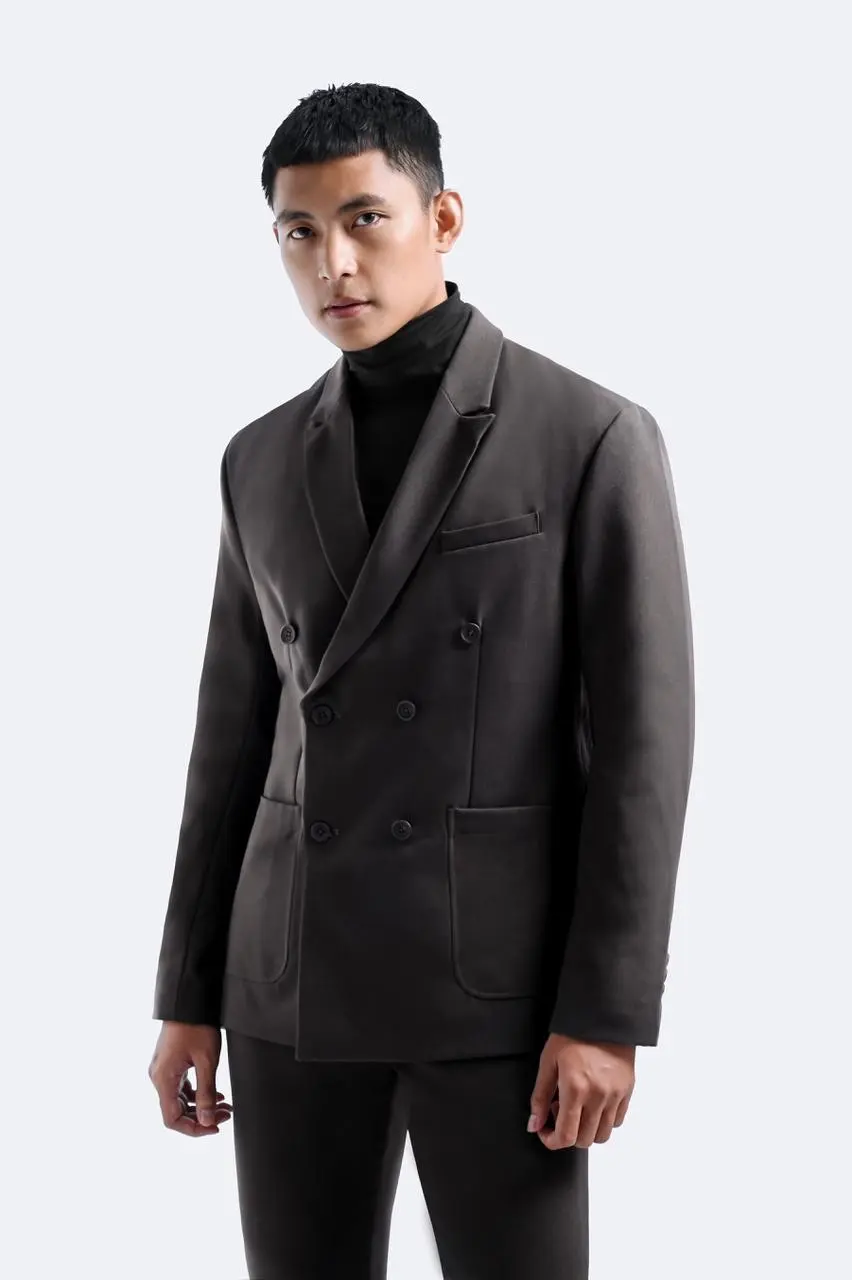 Peazy Double Breasted Suit Dark Grey