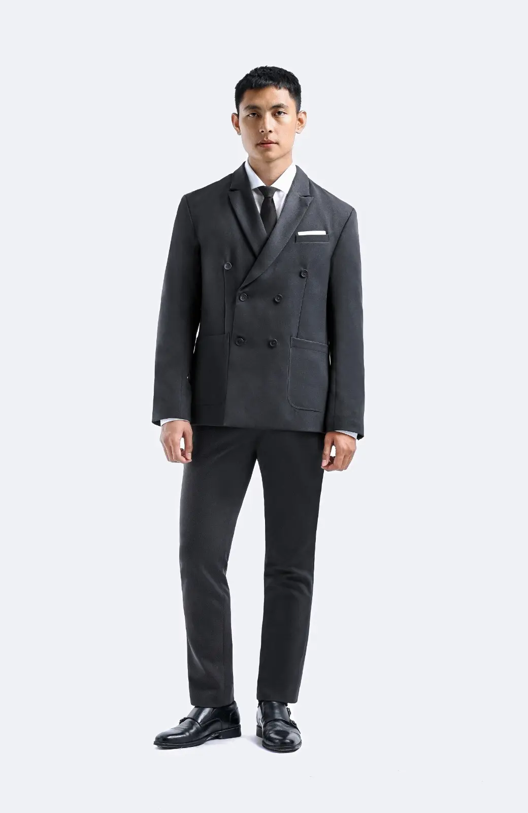 Peazy Double Breasted Suit Dark Grey