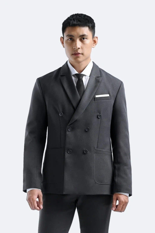Image of Peazy Double Breasted Suit Dark Grey
