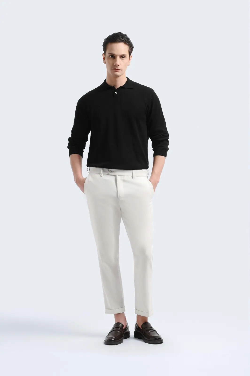 Xavier Polo Knit Long Sleeve Black