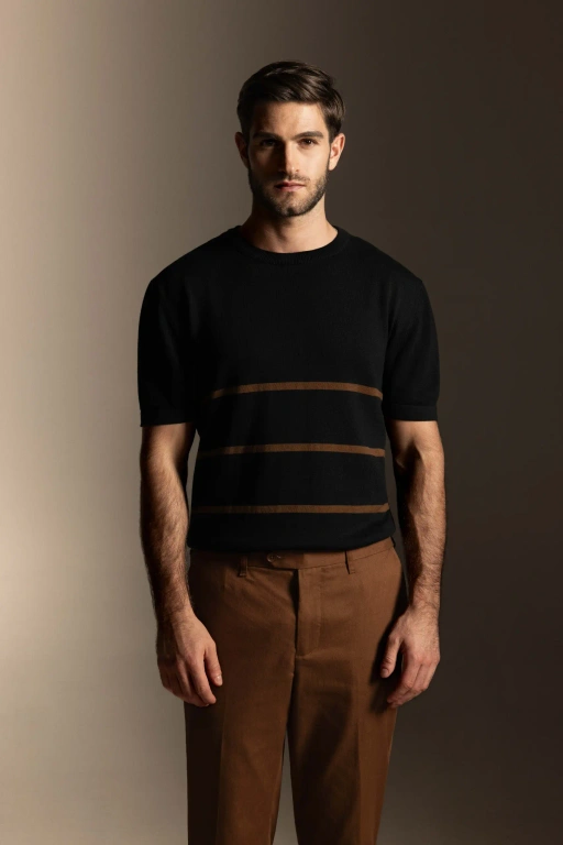 Image of Radley Stripes Tees Short Sleeves Knit Black Mocca