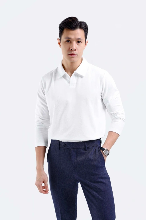 Image of Raven Polo Long Sleeve White