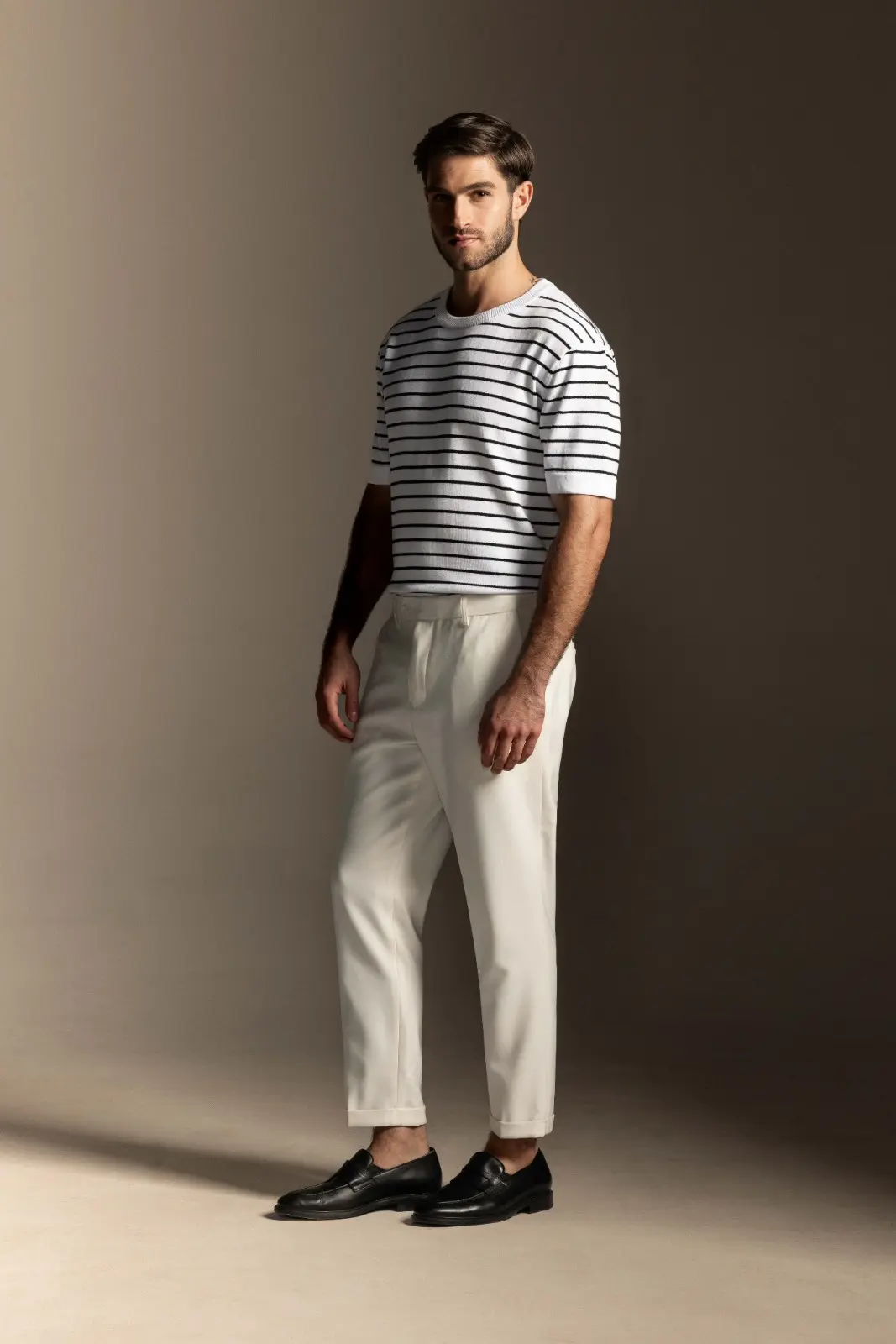 Bradwell Stripes Tees Short Sleeves Knit White Black