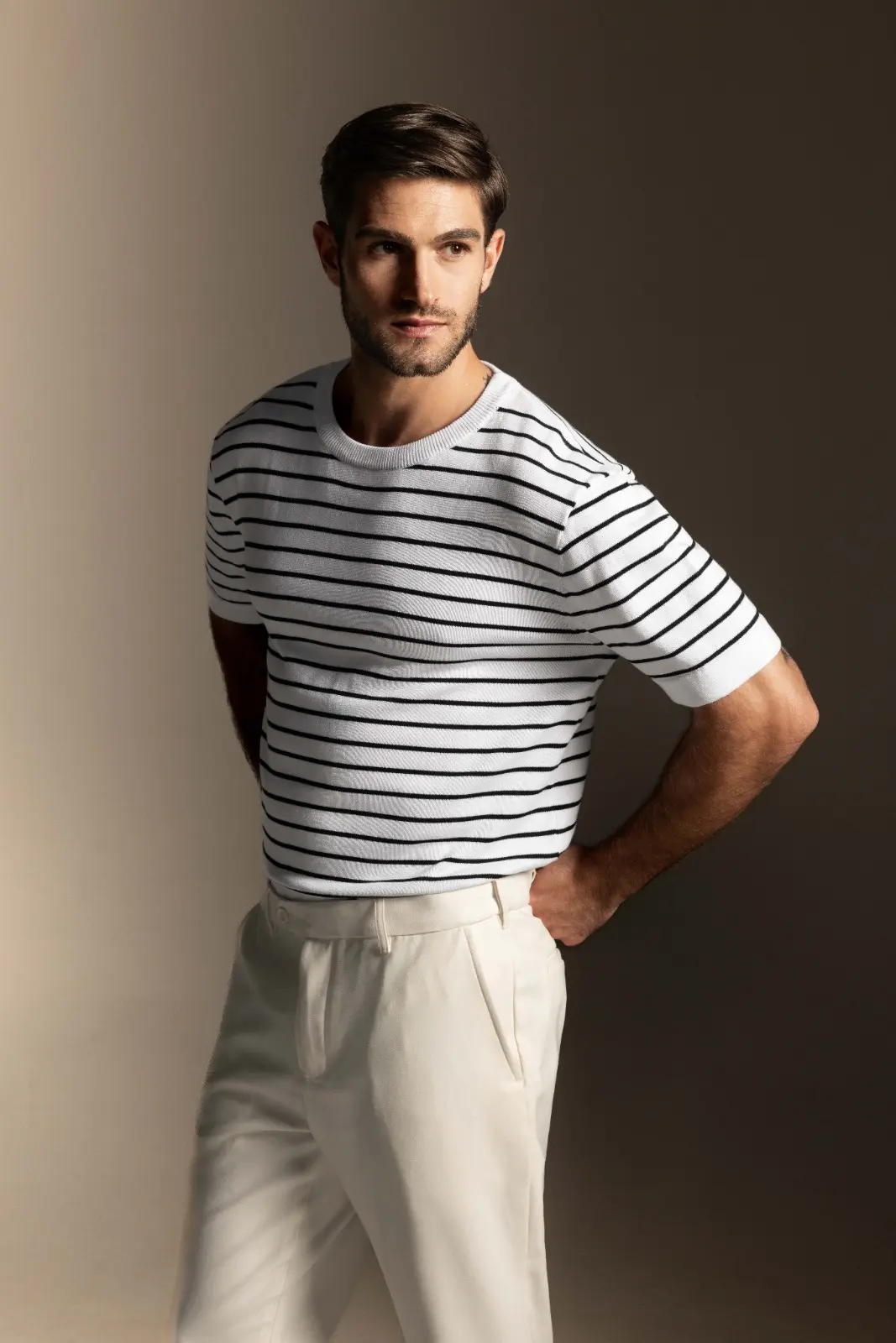 Bradwell Stripes Tees Short Sleeves Knit White Black