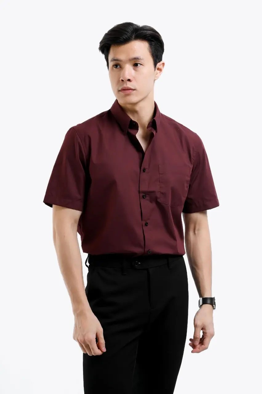 Elgant Short Sleeve Shirt Maroon