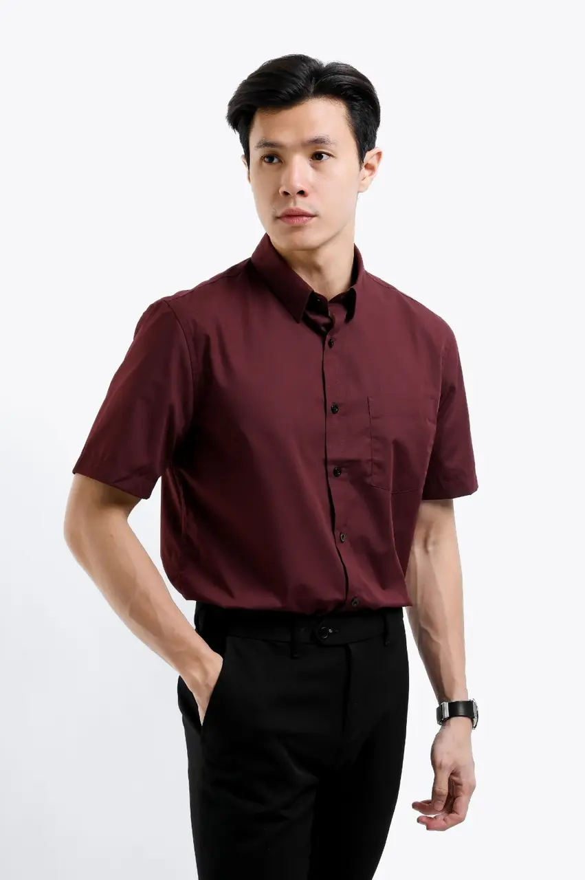 Elgant Short Sleeve Shirt Maroon